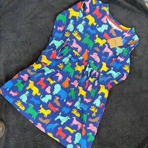 Mini Boden Blue Green Long-Sleeved Fun Jersey Dress